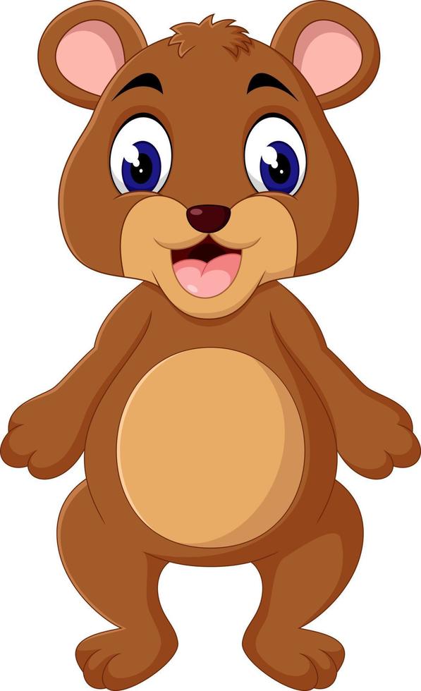 cartoon teddybeer zwaaiende hand vector