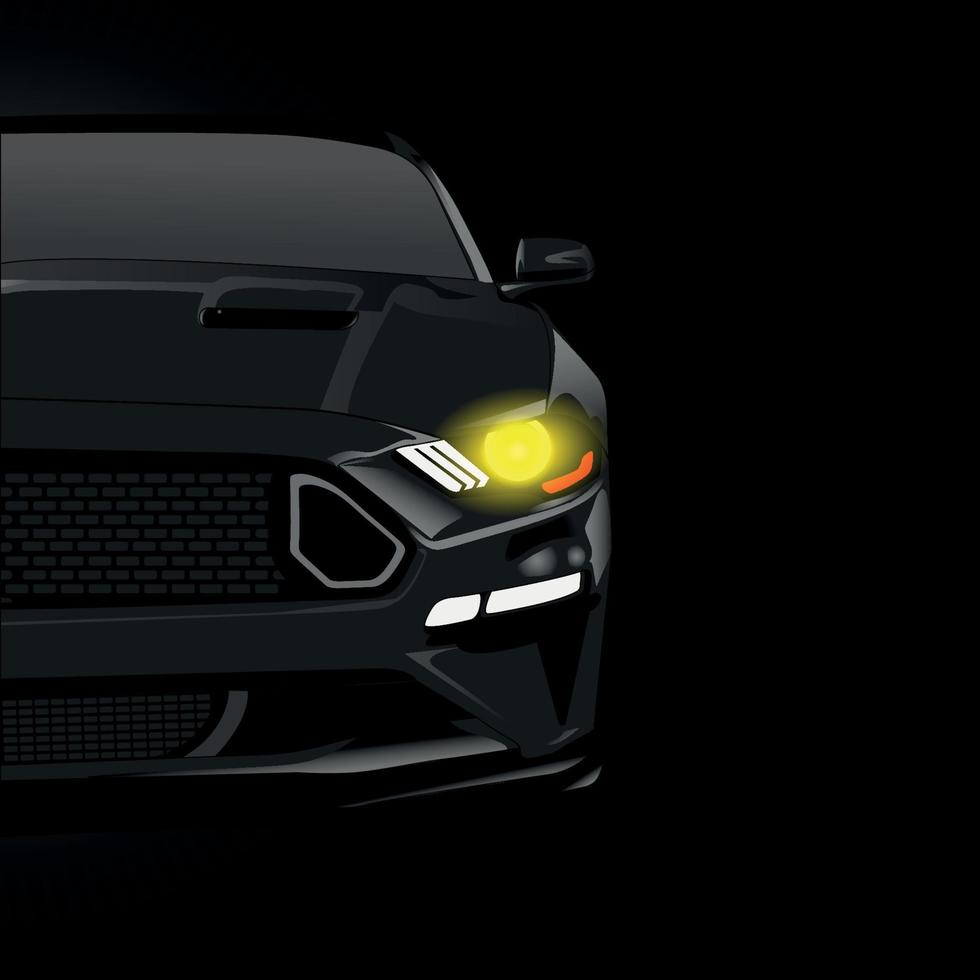 luxe sedan auto illustratie met donker thema vector