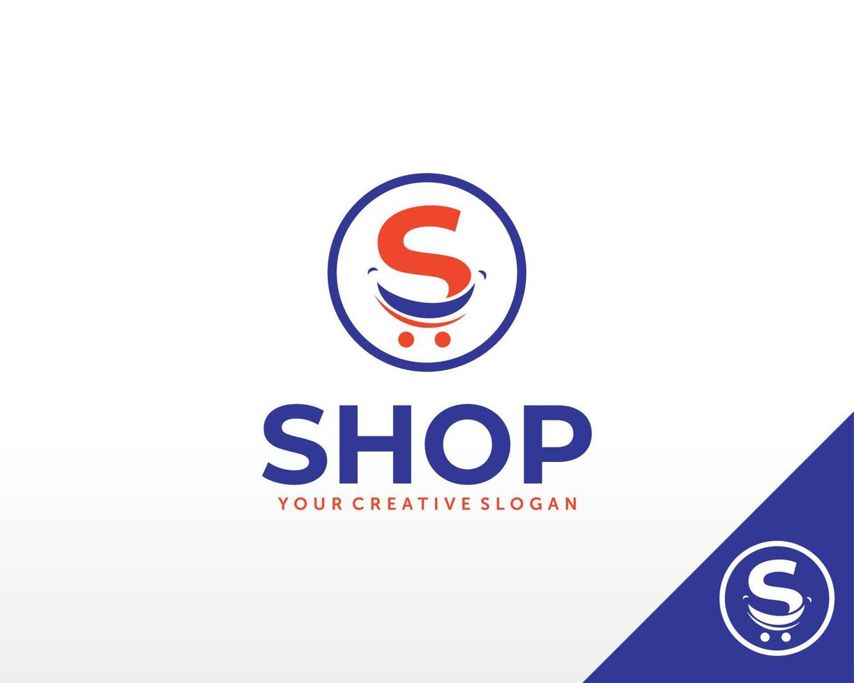 online winkellogo. gelukkige winkel logo ontwerp vector