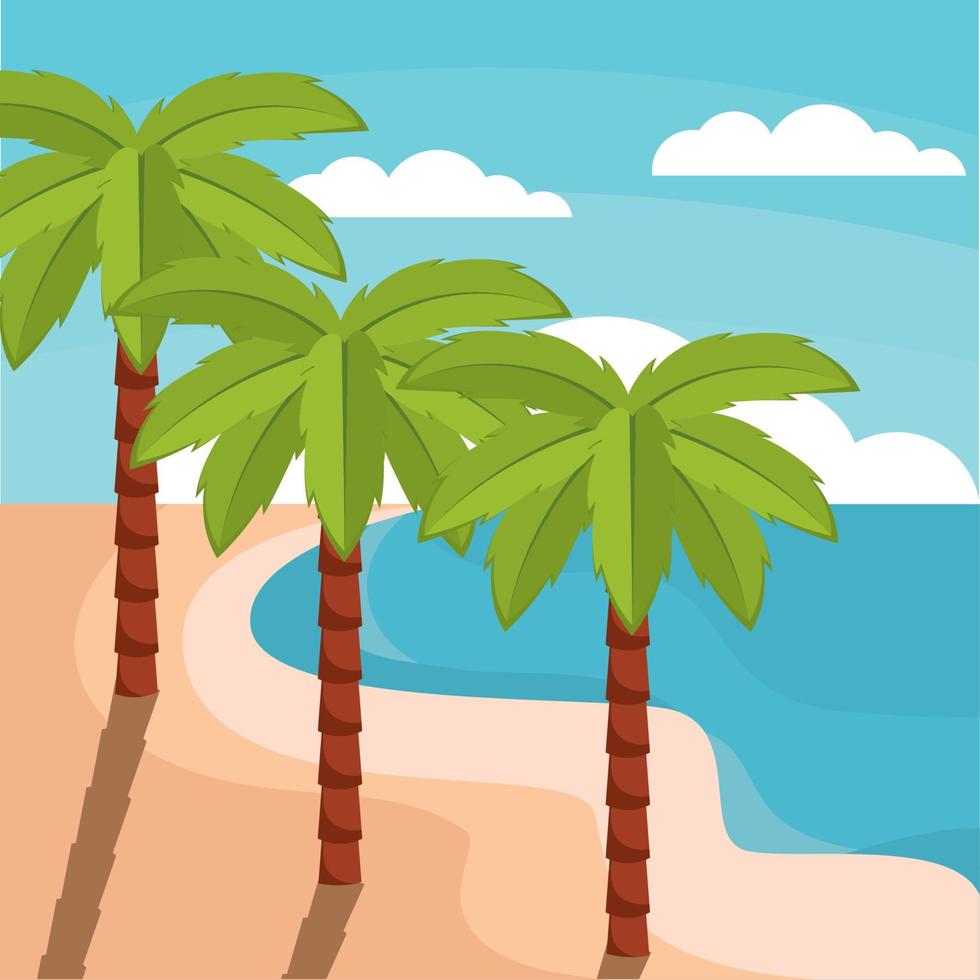 poster palmen strand landschap zomer vectorillustratie vector