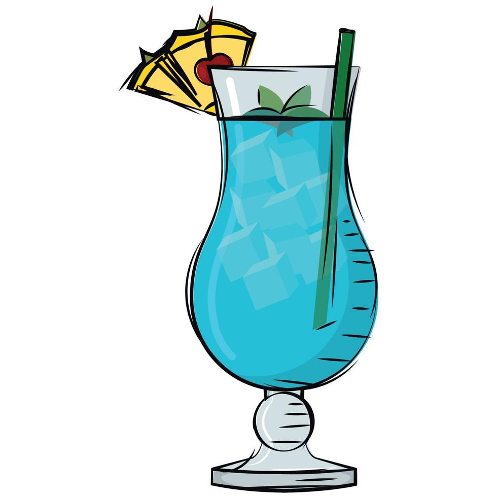 geïsoleerde ananas blauwe cocktail drinken vectorillustratie vector