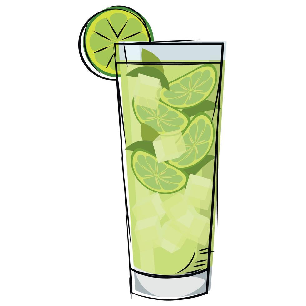 geïsoleerde citroen groene cocktail drinken vectorillustratie vector