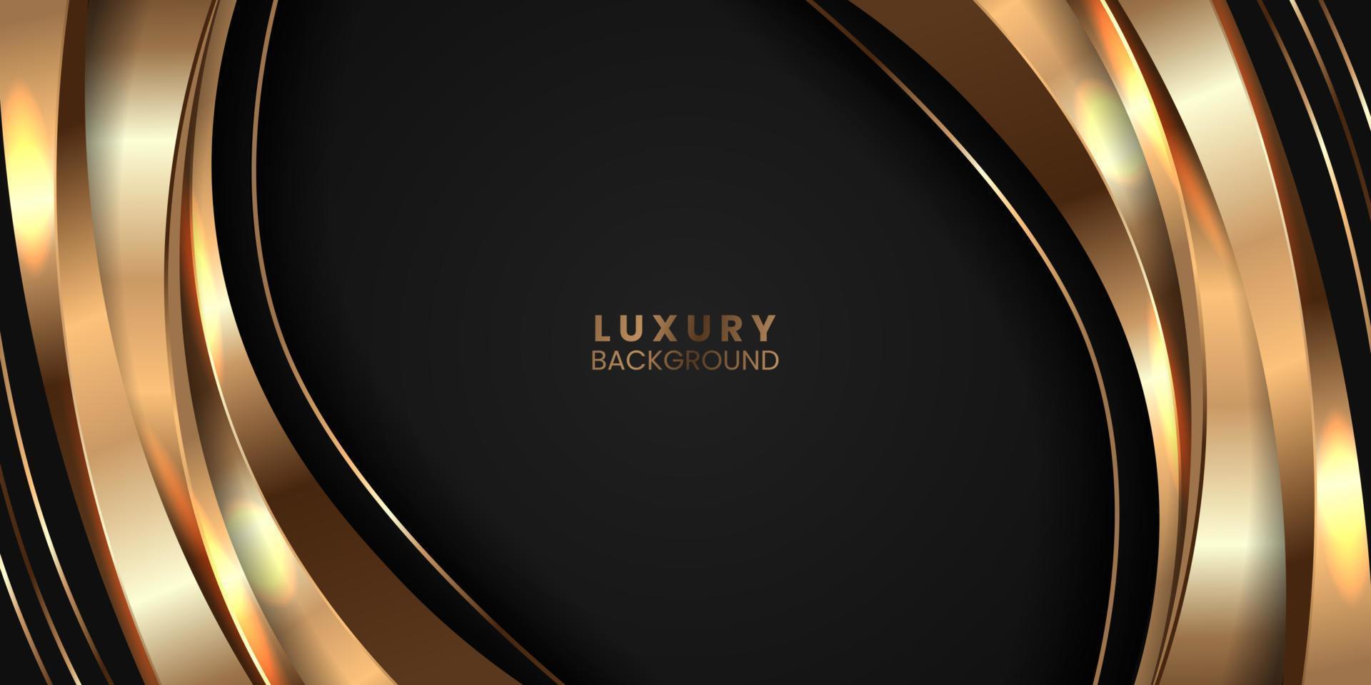 kromme gladde gouden kleur met zwarte achtergrond voor luxe elegante achtergrond voor bekroonde vector