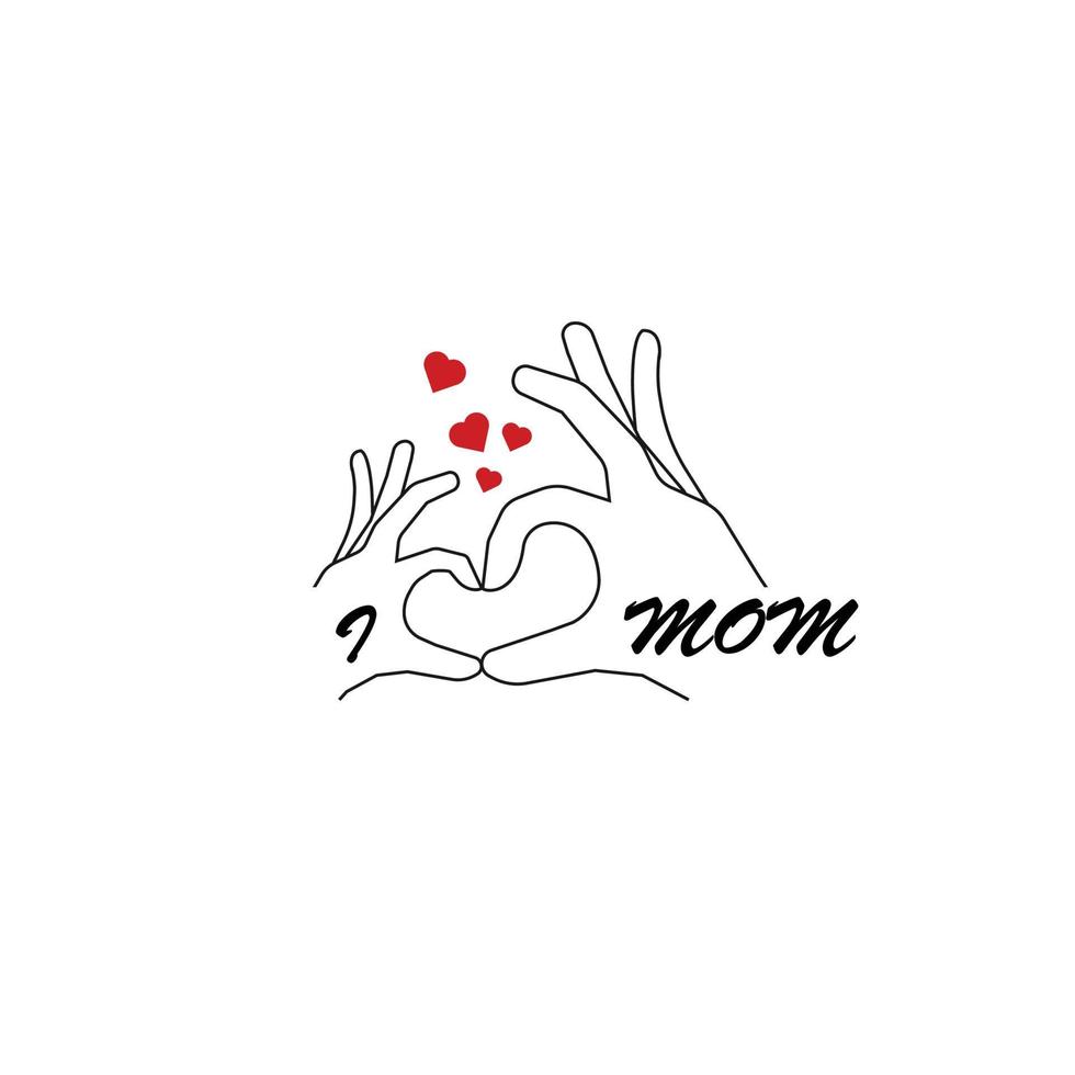 liefdesvorm met lijnhand. kinderen en moeder. gelukkig moederdagontwerp. vectorillustratie. vector