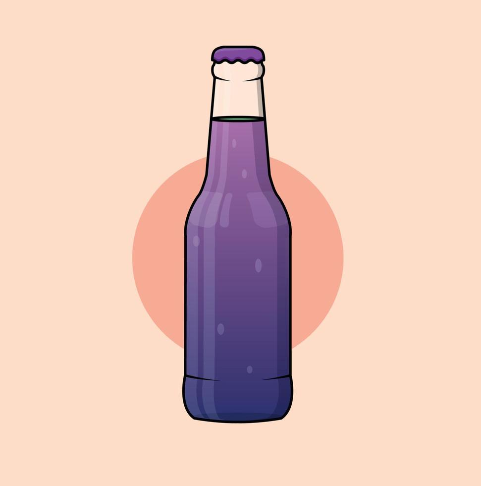 vlakke stijl paarse alcoholfles voor drankontwerp vector