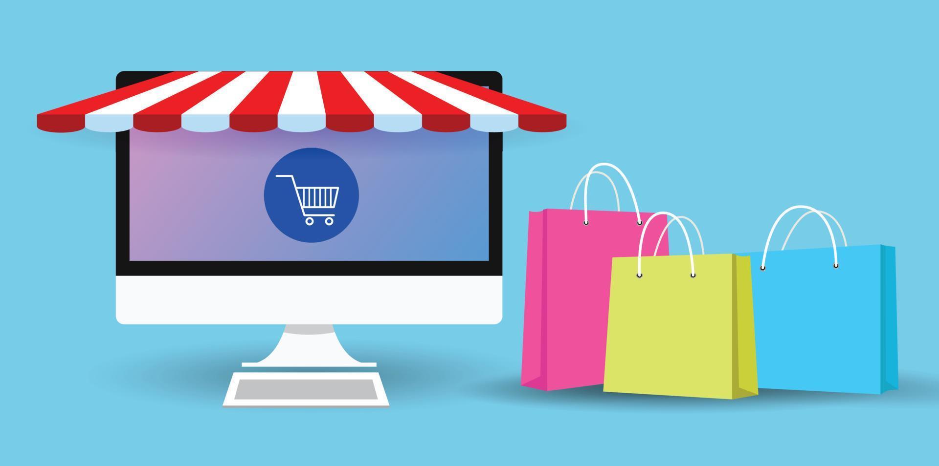 online winkelen website, social media concept, marketing en e-commerce, chatbericht, vectorillustratie... vector