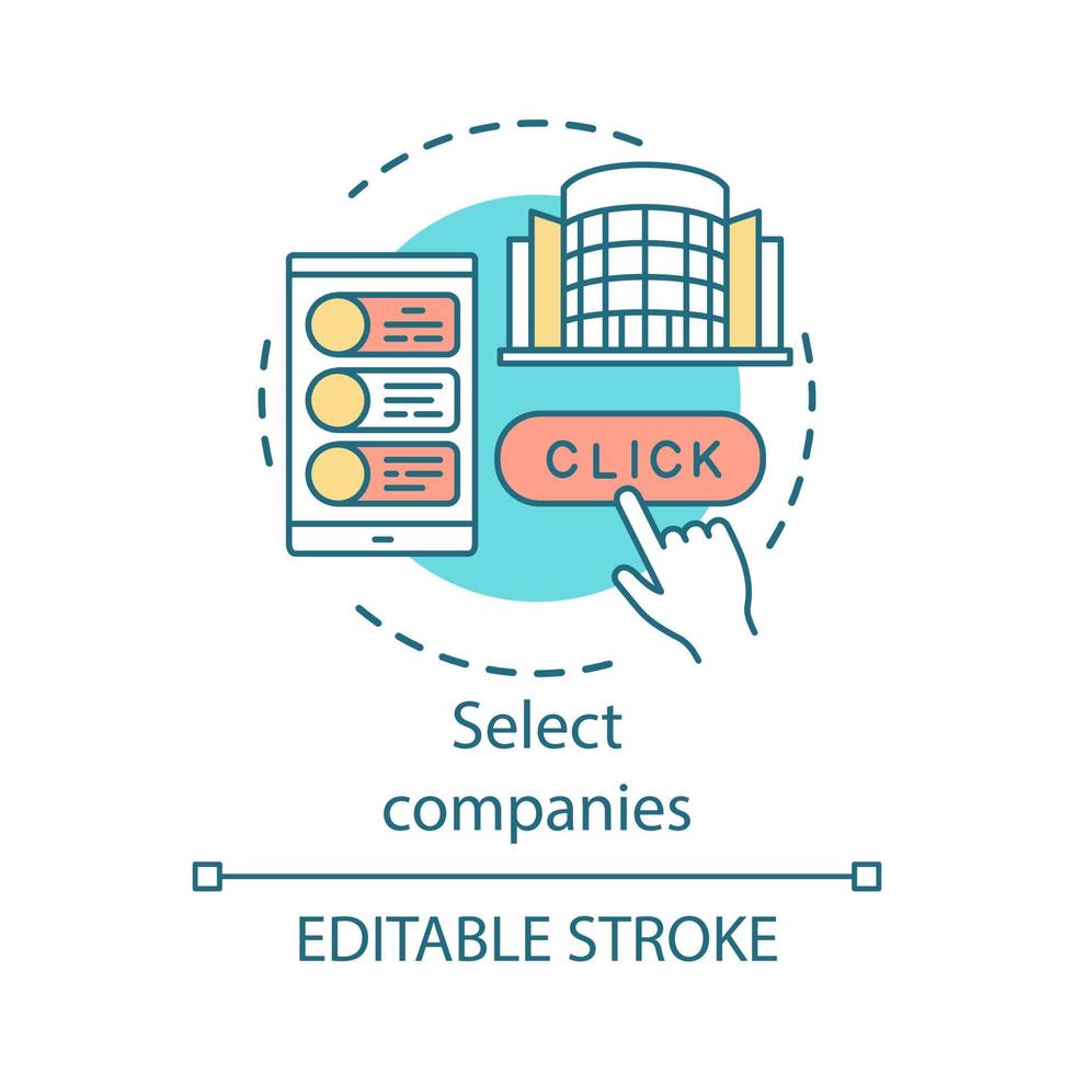 selecteer bedrijven concept icoon. kantoorruimte verhuur idee dunne lijn illustratie. zakencentrum te huur. baan zoeken. aanwerving, werkgelegenheid. vector geïsoleerde overzichtstekening. bewerkbare streek
