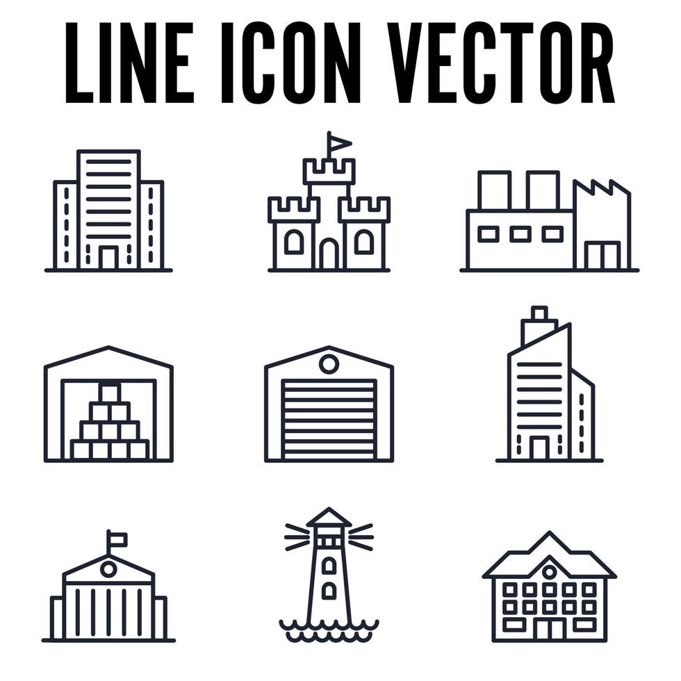 gebouw set pictogram symbool sjabloon voor grafisch en webdesign collectie logo vectorillustratie vector