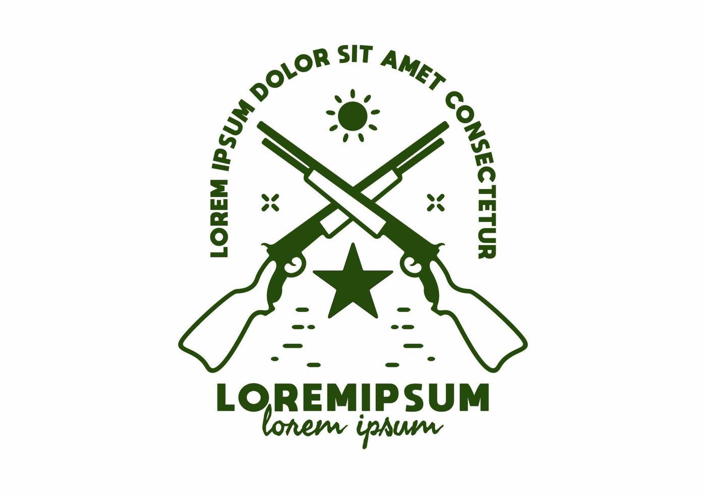 twee lange loops gun line art met lorem ipsum tekst vector