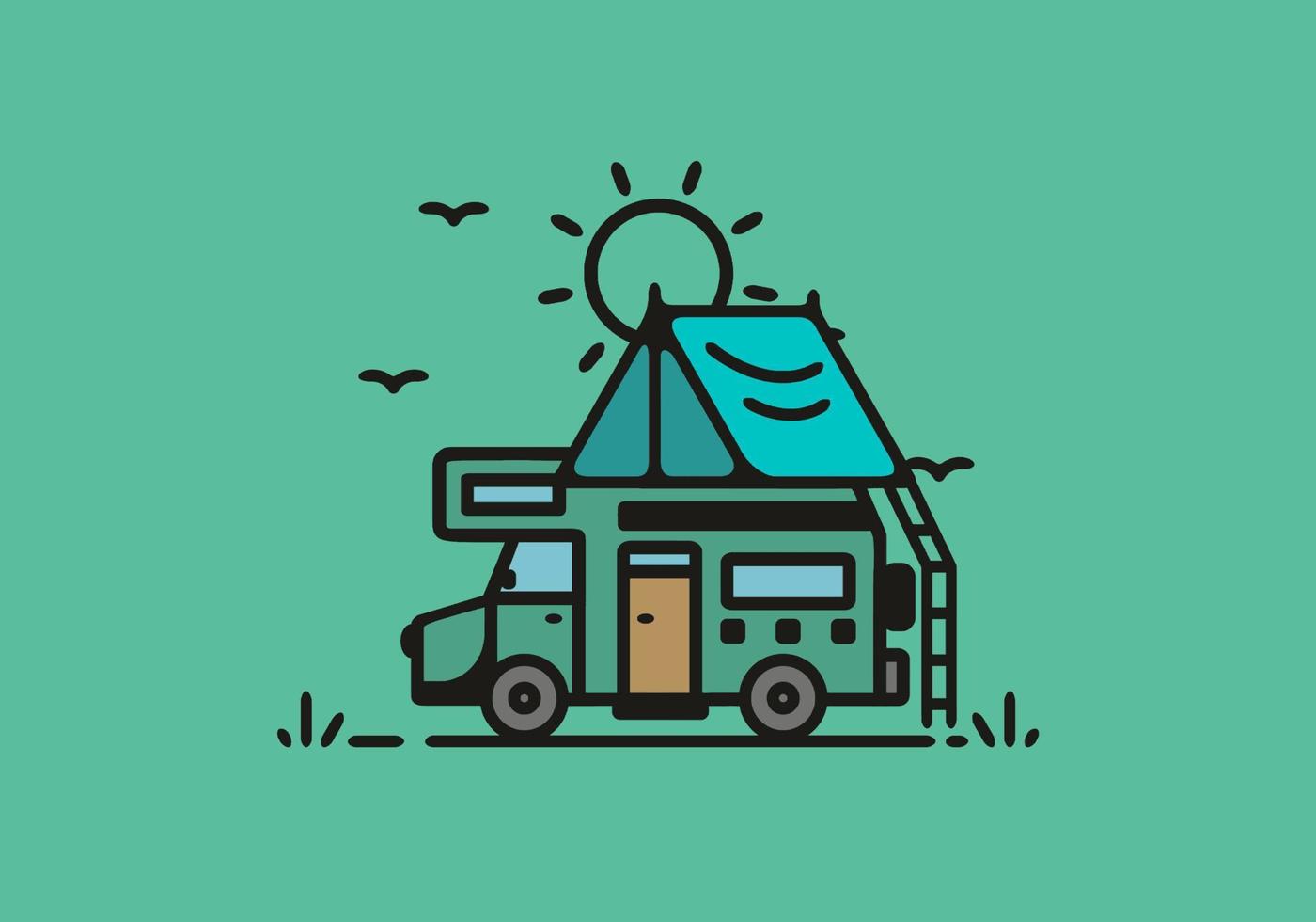 eenvoudige camper van camping illustratie vector