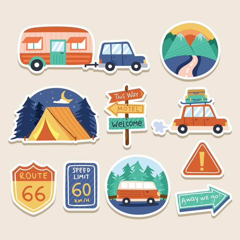 road trip sticker vector