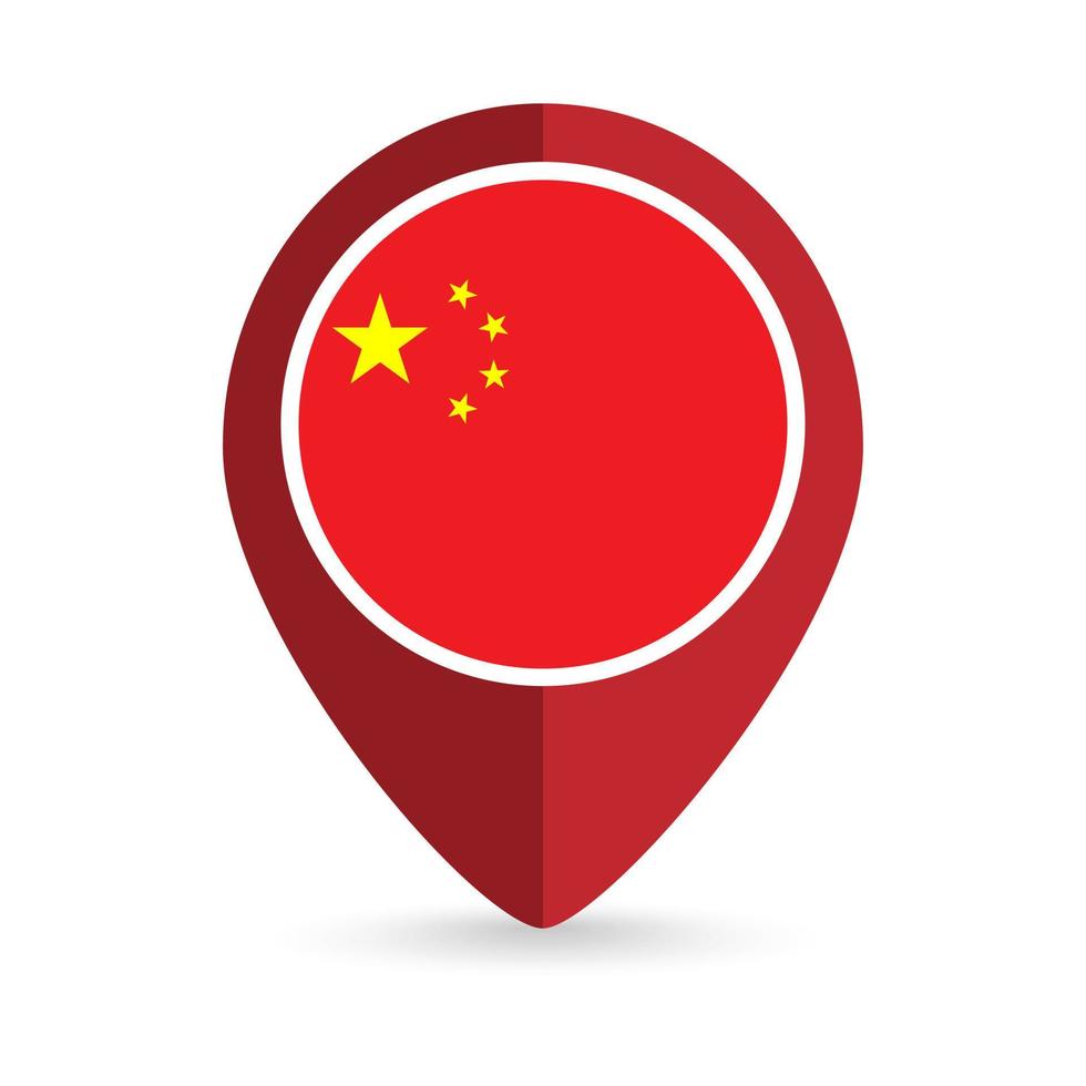 kaartaanwijzer met contry china. Chinese vlag. vectorillustratie. vector