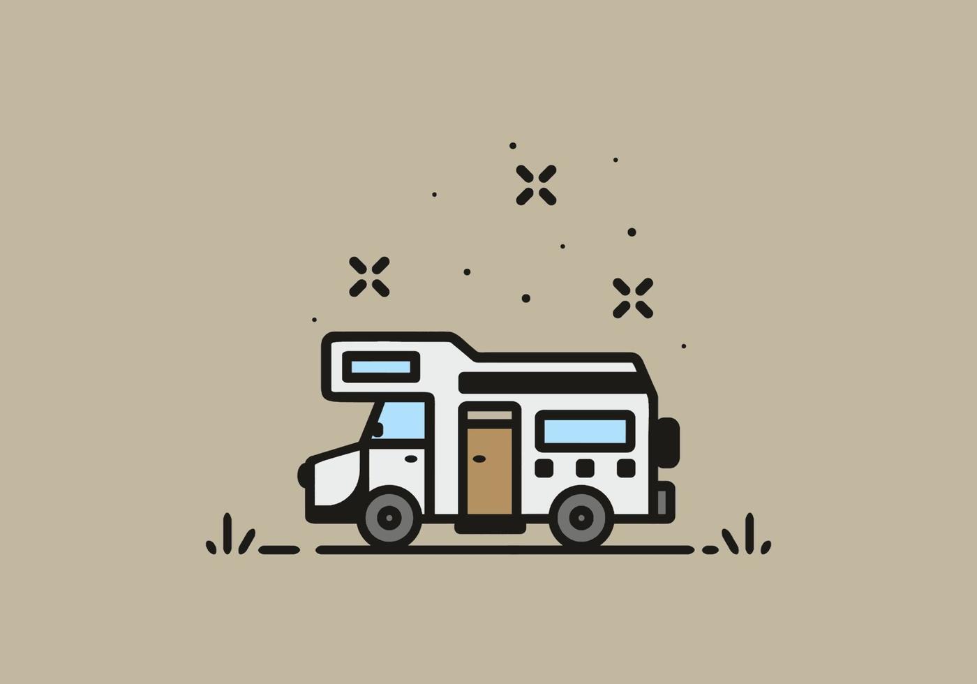 eenvoudige camper van camping illustratie vector