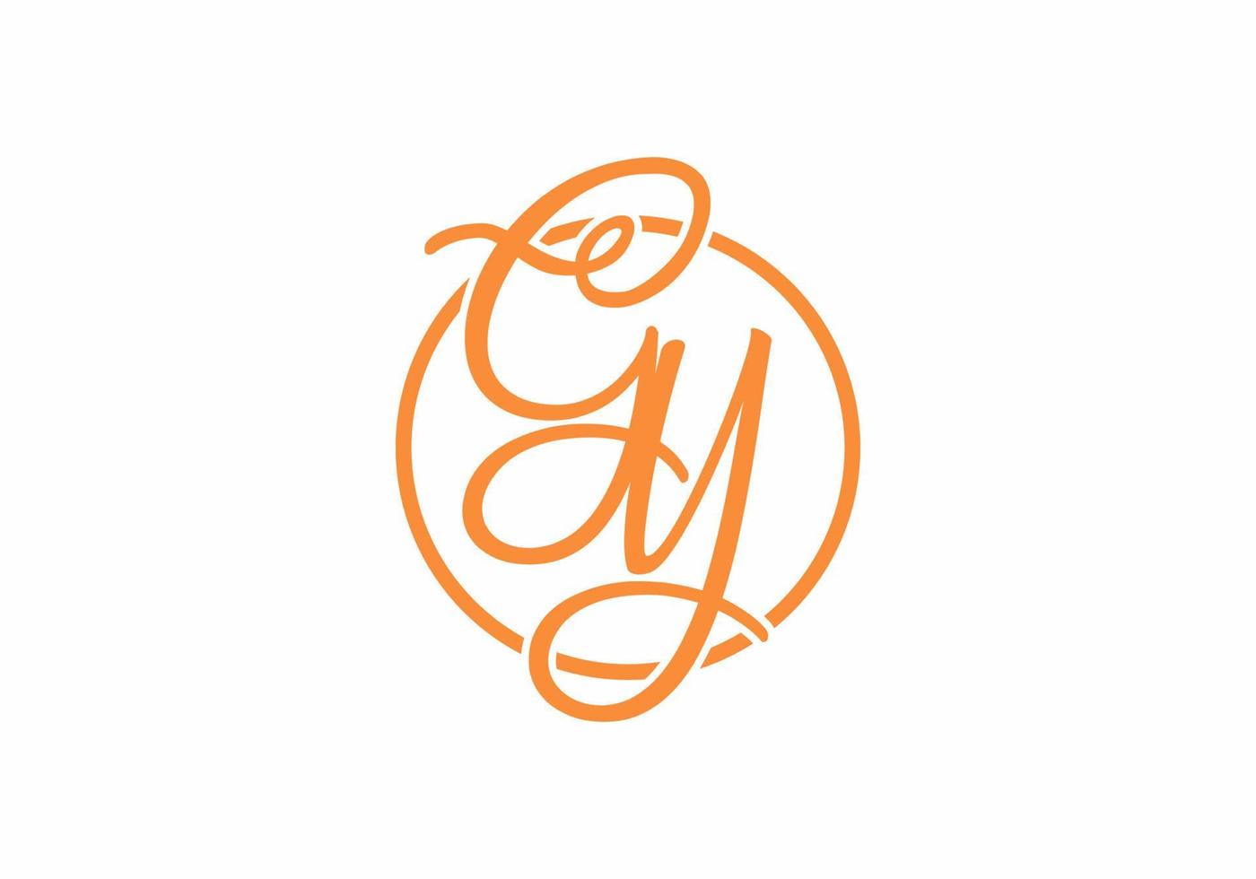 oranje gy eerste script lettertype logo vector