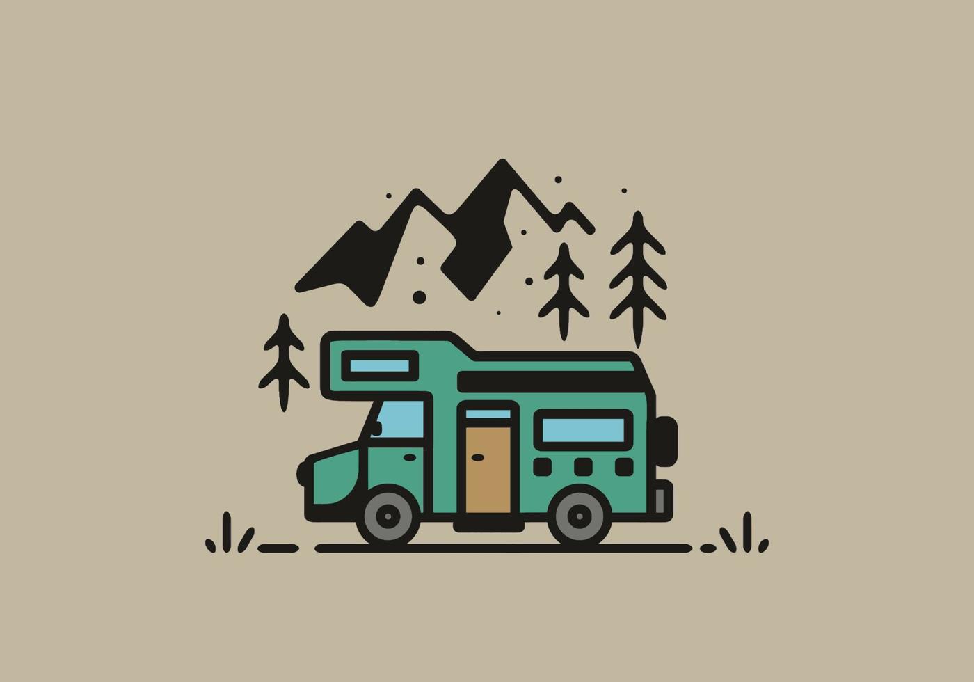 eenvoudige camper van camping illustratie vector