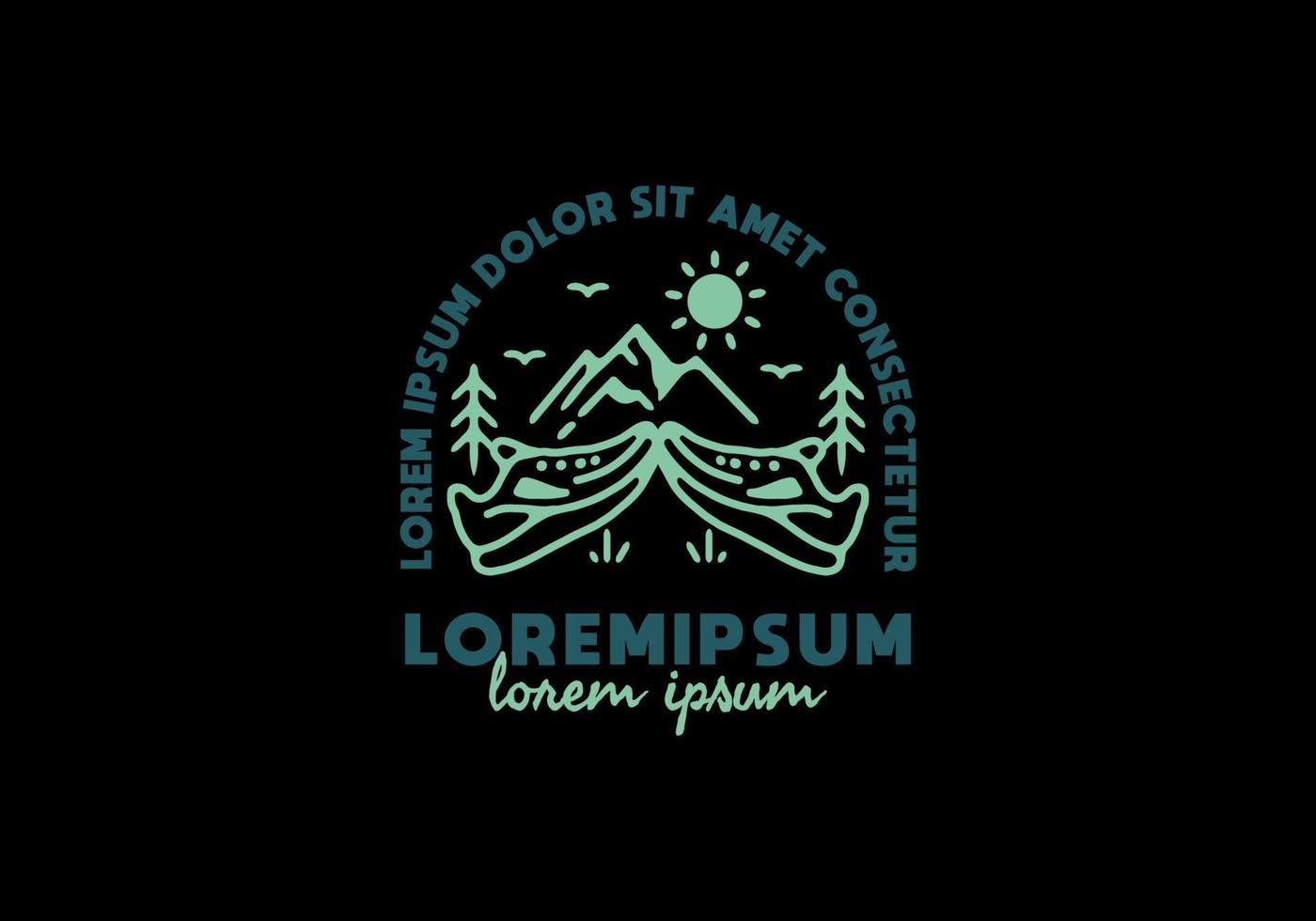 bergschoenen lijntekeningen met lorem ipsum tekst vector