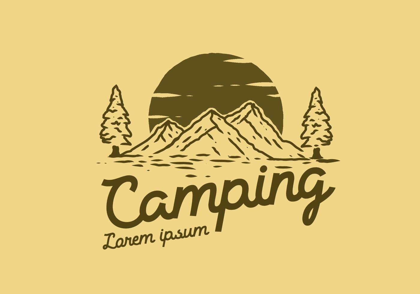 vintage bruine camping berg illustratie vector