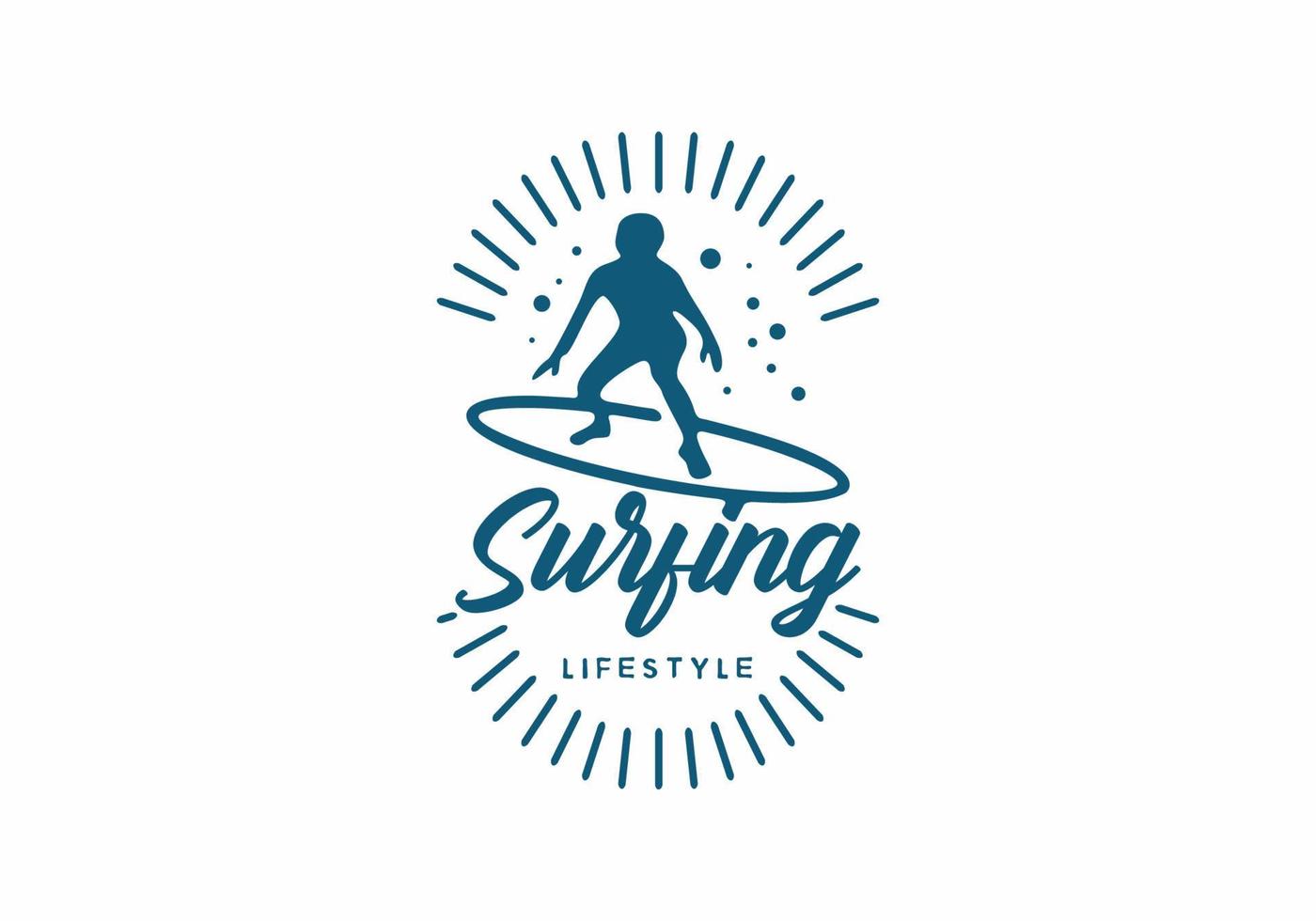 surf lifestyle lijntekeningen badge vector
