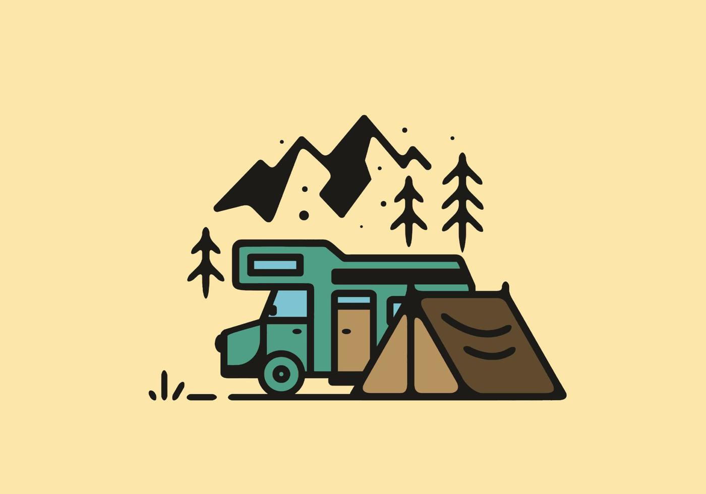 eenvoudige camper van camping illustratie vector