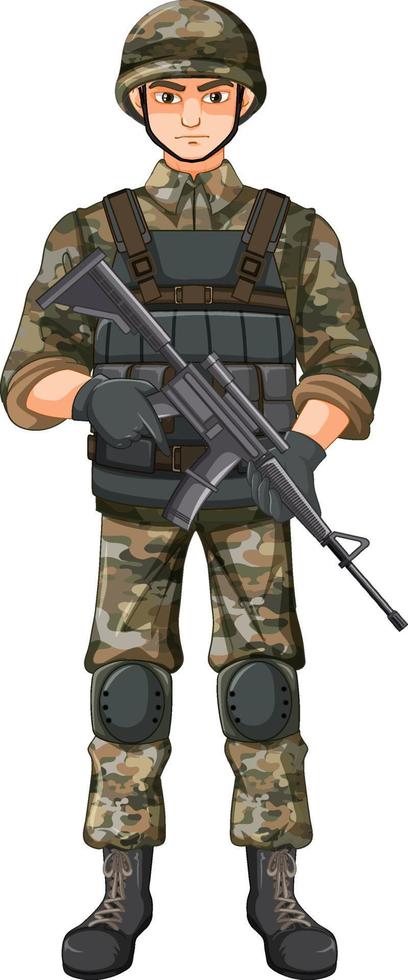 soldaat in uniform stripfiguur vector