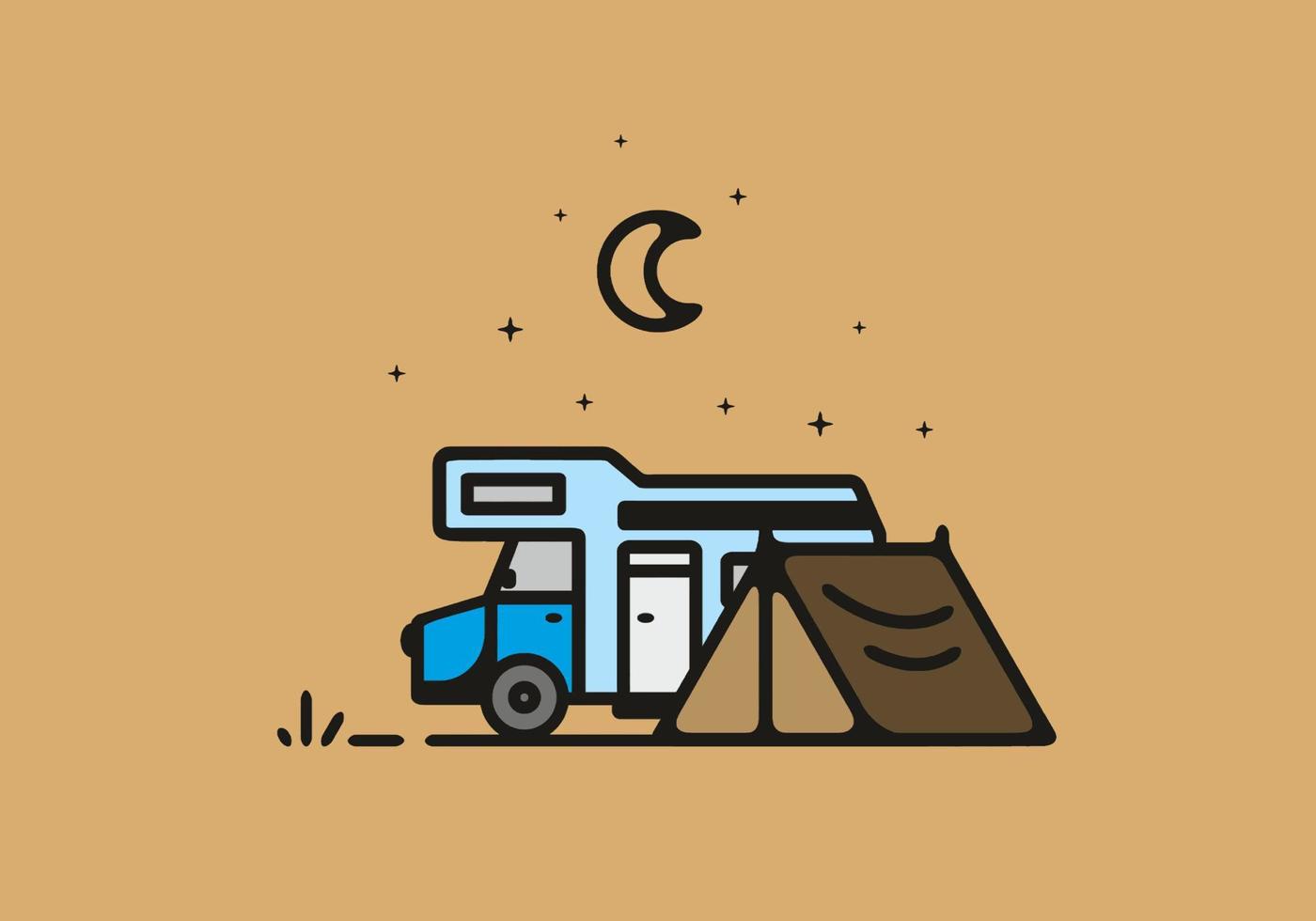 eenvoudige camper van camping illustratie vector