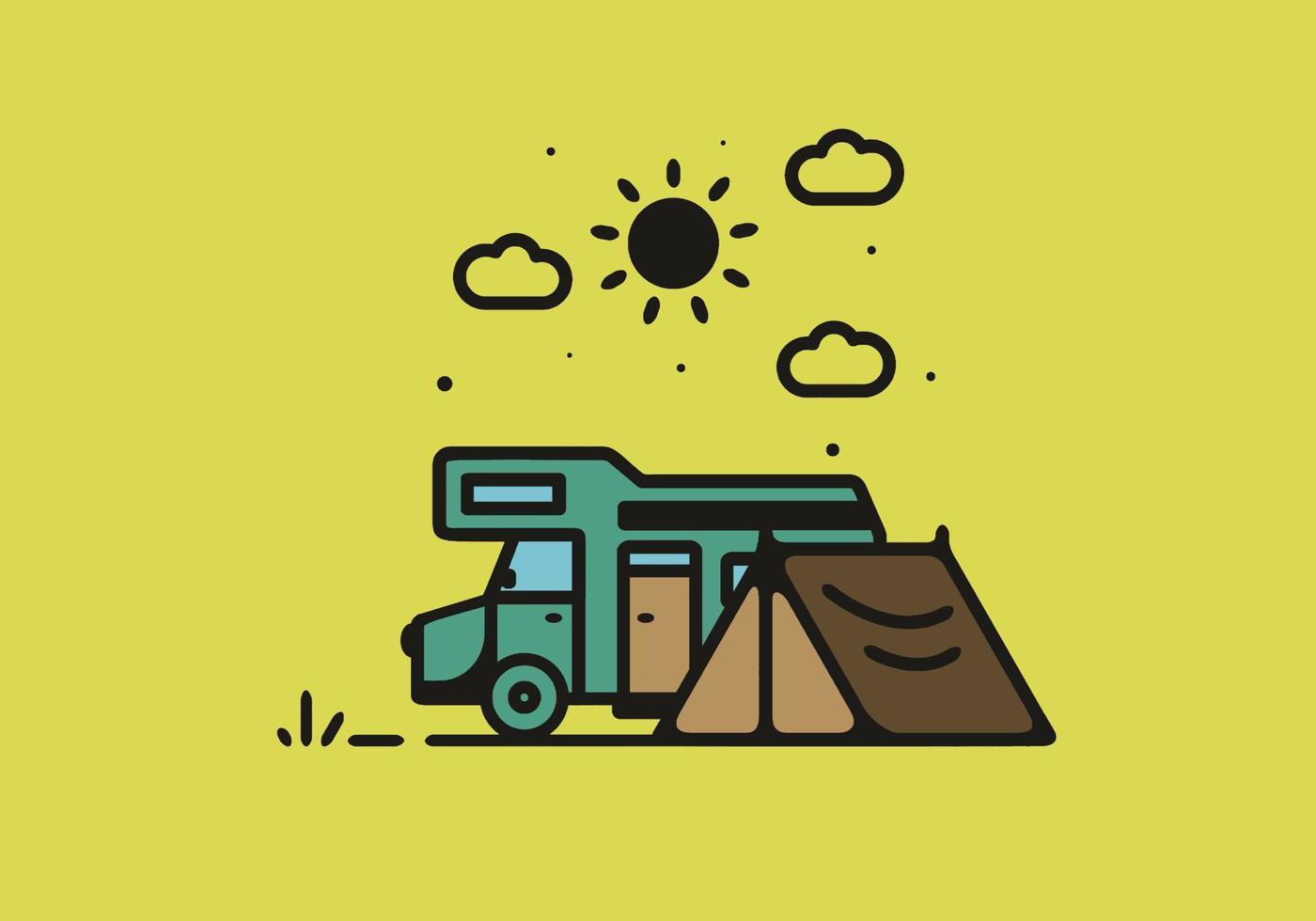 eenvoudige camper van camping illustratie vector