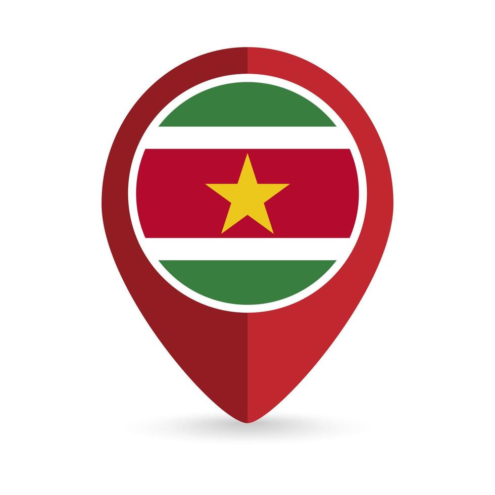 kaartwijzer met land suriname. surinaamse vlag. vectorillustratie. vector