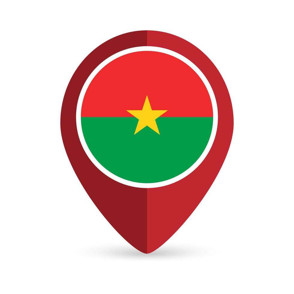 kaartaanwijzer met land burkina faso. vlag van burkina faso. vectorillustratie. vector