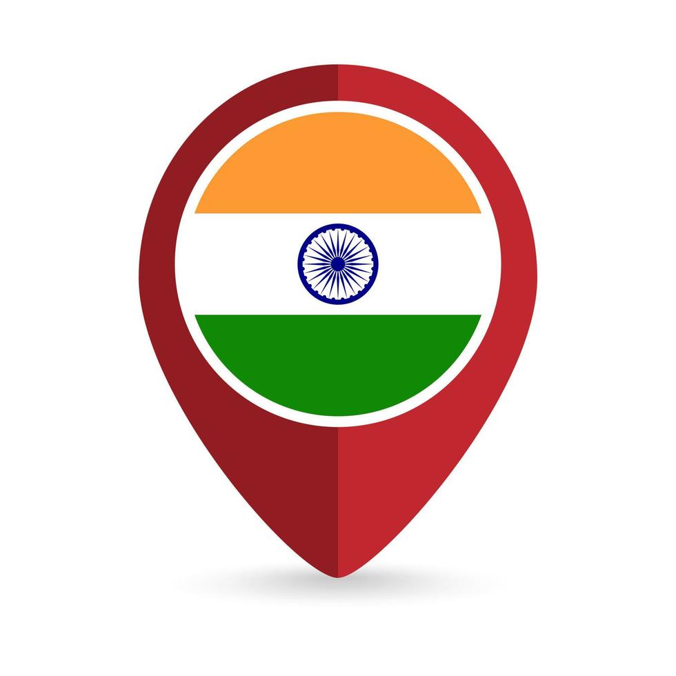 kaartaanwijzer met land india. Indiase vlag. vectorillustratie. vector