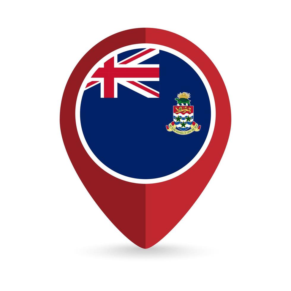 kaartaanwijzer met landkaaimaneilanden. vlag van de Kaaimaneilanden. vectorillustratie. vector