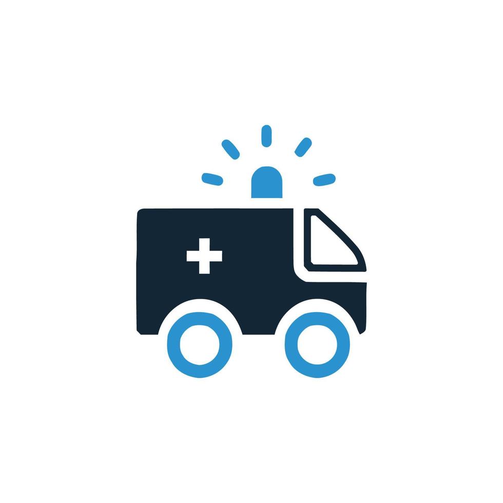 ambulance, ronde ambulance, sirene, gezondheidsautopictogram vector