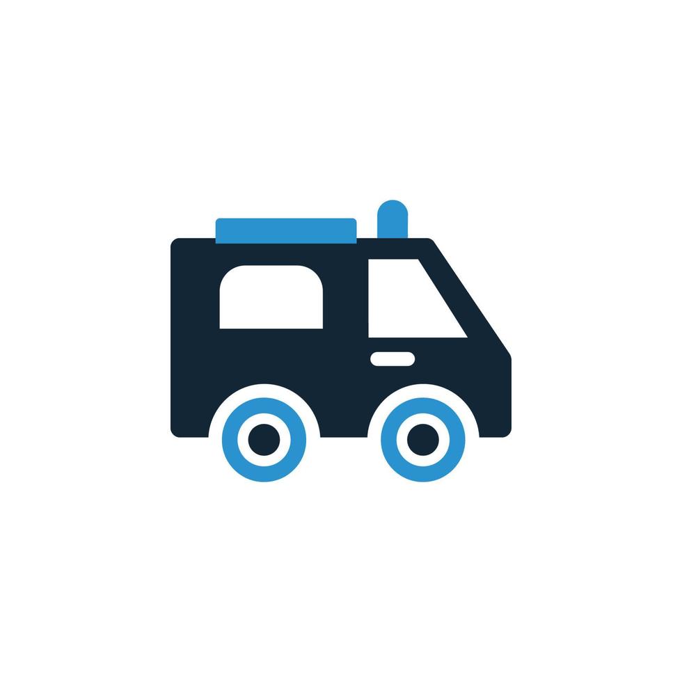 ambulance, ronde ambulance, sirene, gezondheidsautopictogram vector