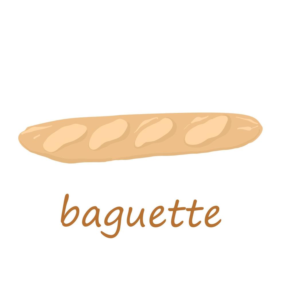 verse Franse knapperige baguette.icon, clipart voor website, voedselbezorging, bakkerijwinkel, receptencollectie. cartoon-stijl. vector