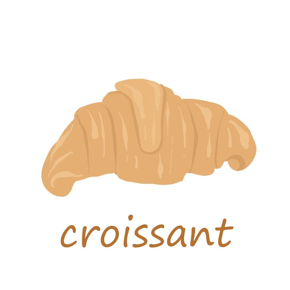 traditionele knapperige Franse croissant.icon, clipart voor website, voedselbezorging, bakkerijwinkel, receptencollectie. cartoon stijl vector