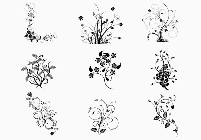 Floral Swirls Vector Pack