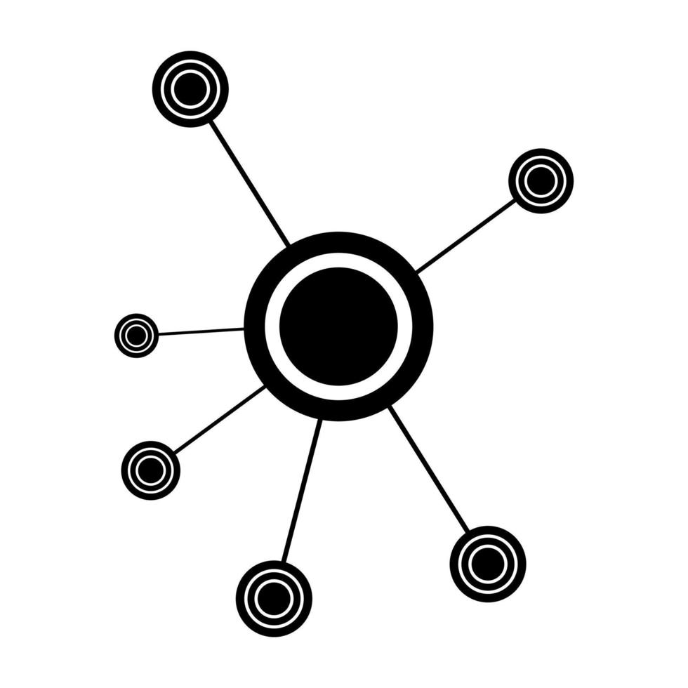 atoom vector pictogram in zwarte stijl