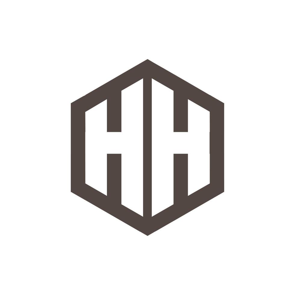 eerste logo letter hh met vijfhoekige vorm, monogram logo vector