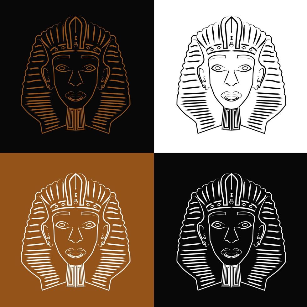 oude Egyptische sfinx kop lijn kunst logo ontwerp in 4 kleuren model. pictogram, eenvoudig element lijntekeningen logo Egyptische sfinx vector