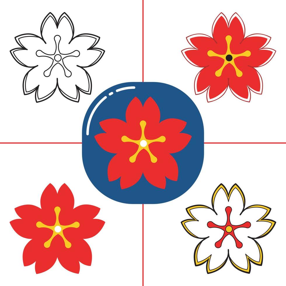 sakura-bloem in platte ontwerpstijl vector