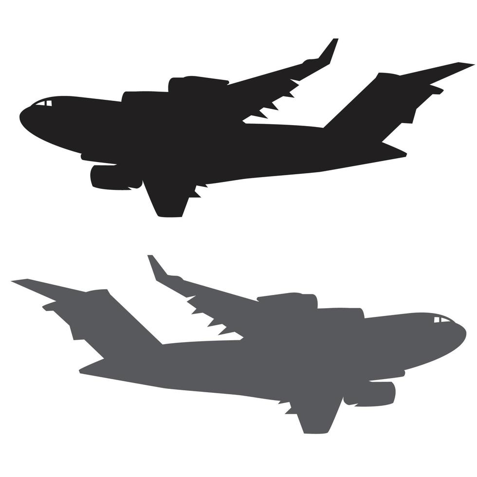 militair vrachtvliegtuig silhouet vector ontwerp