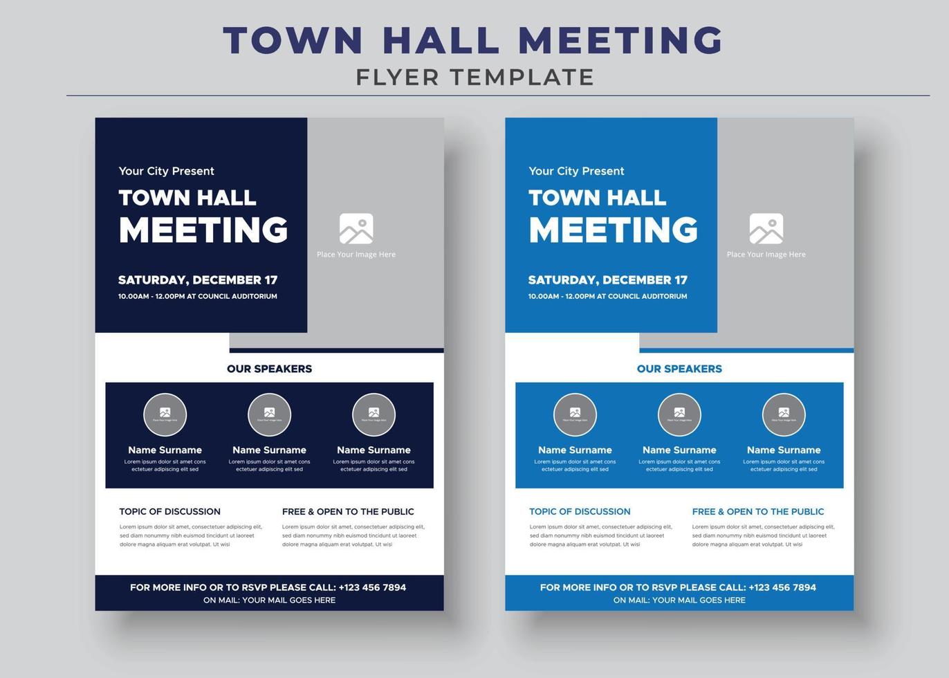 Sjablonen voor stadhuisvergaderingen, flyers en posters voor het stadhuis vector