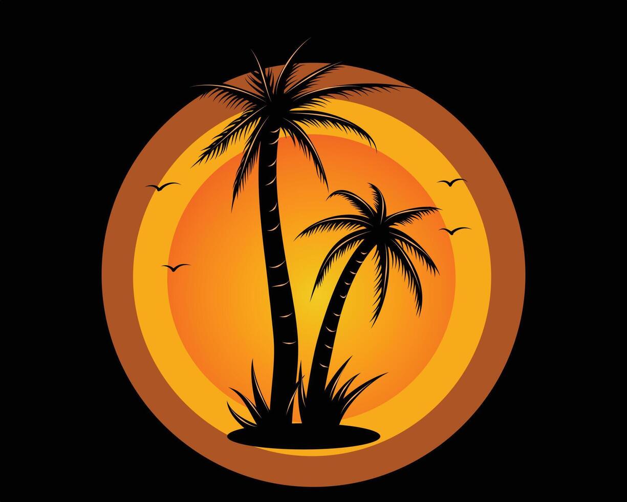palmbomen in zonnig achtergrondillustratieontwerp in vector bewerkbaar formaat