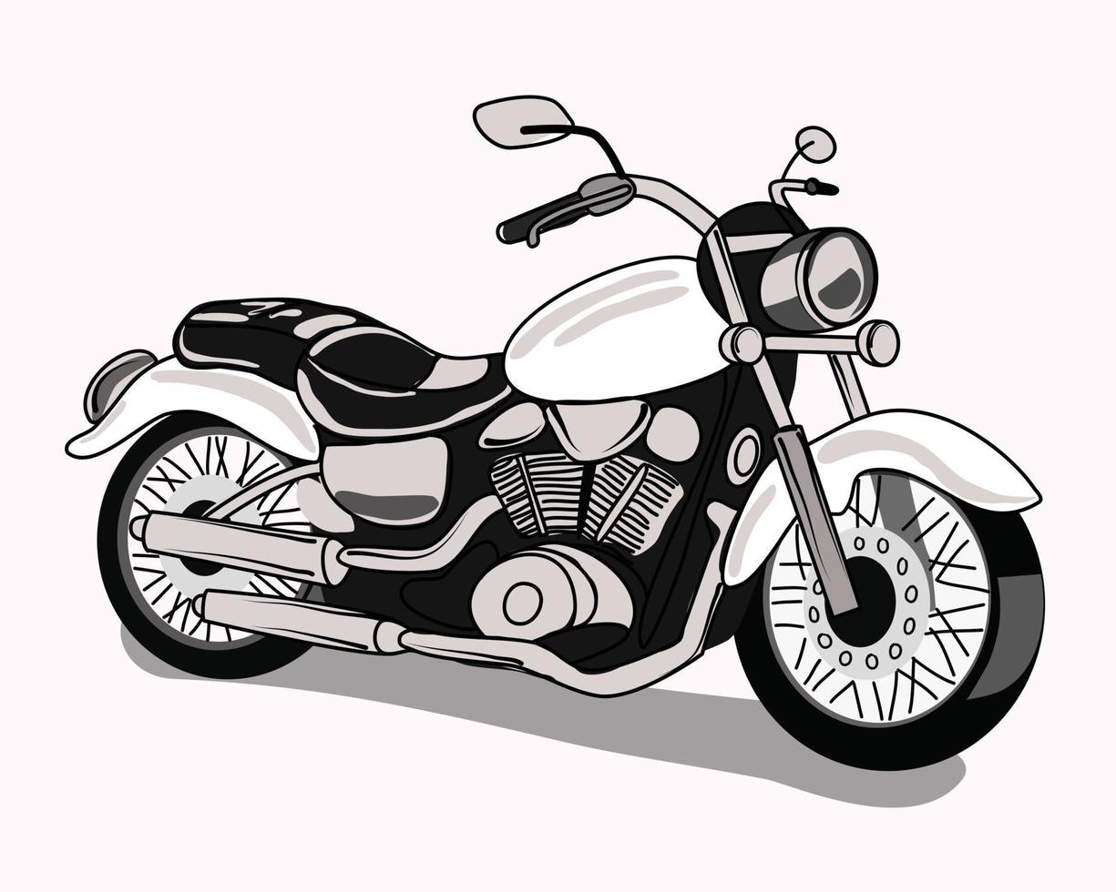 een klassieke motorfiets in vectorillustratieontwerp in zwart-witte kleur vector