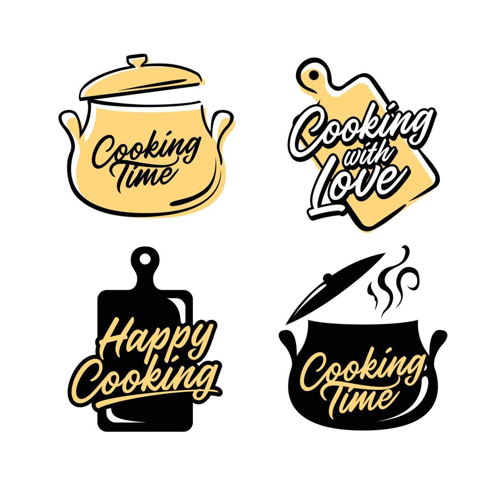 zelfgemaakte voedsel logo's keuken koken symbolen vector