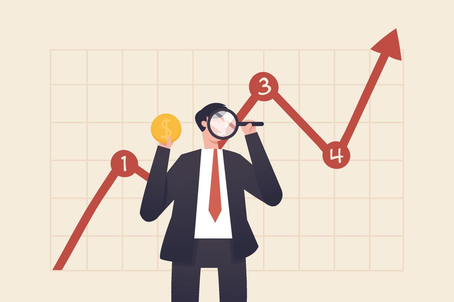 beursdata-analyse, datavisualisatie en rapportpresentatie of uitleg. financiële onderzoeksprofessional of investerings- en economische prognose. vector