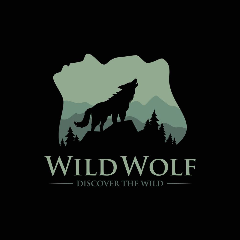 vintage wilde wolf logo vectorillustratie vector