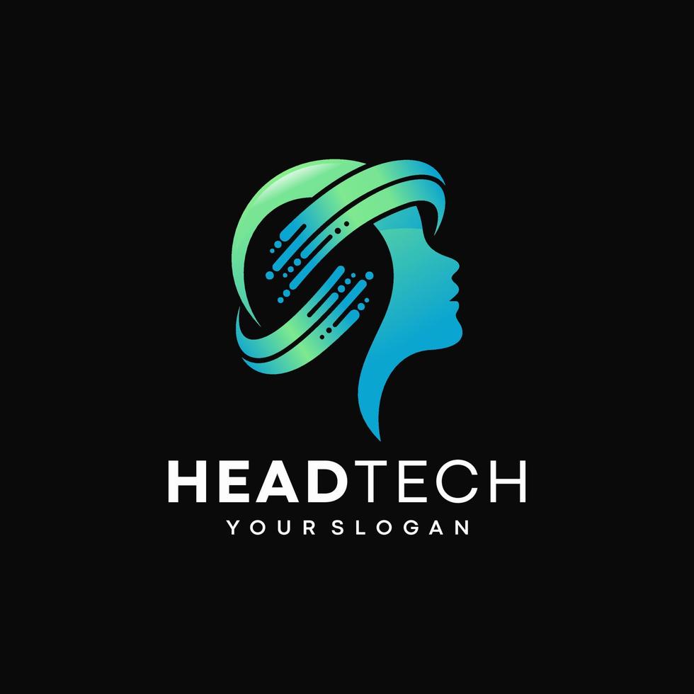 hoofd menselijke slimme technologie logo vector, hersenen menselijke kunstmatige logo type, pictogram vector, slimme tech logo vector