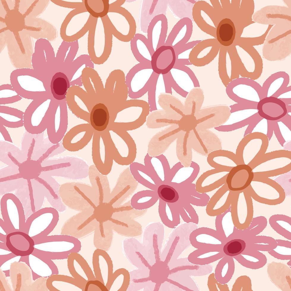 naadloze schattige puinhoop bloemen patroon achtergrond, wenskaart of stof vector