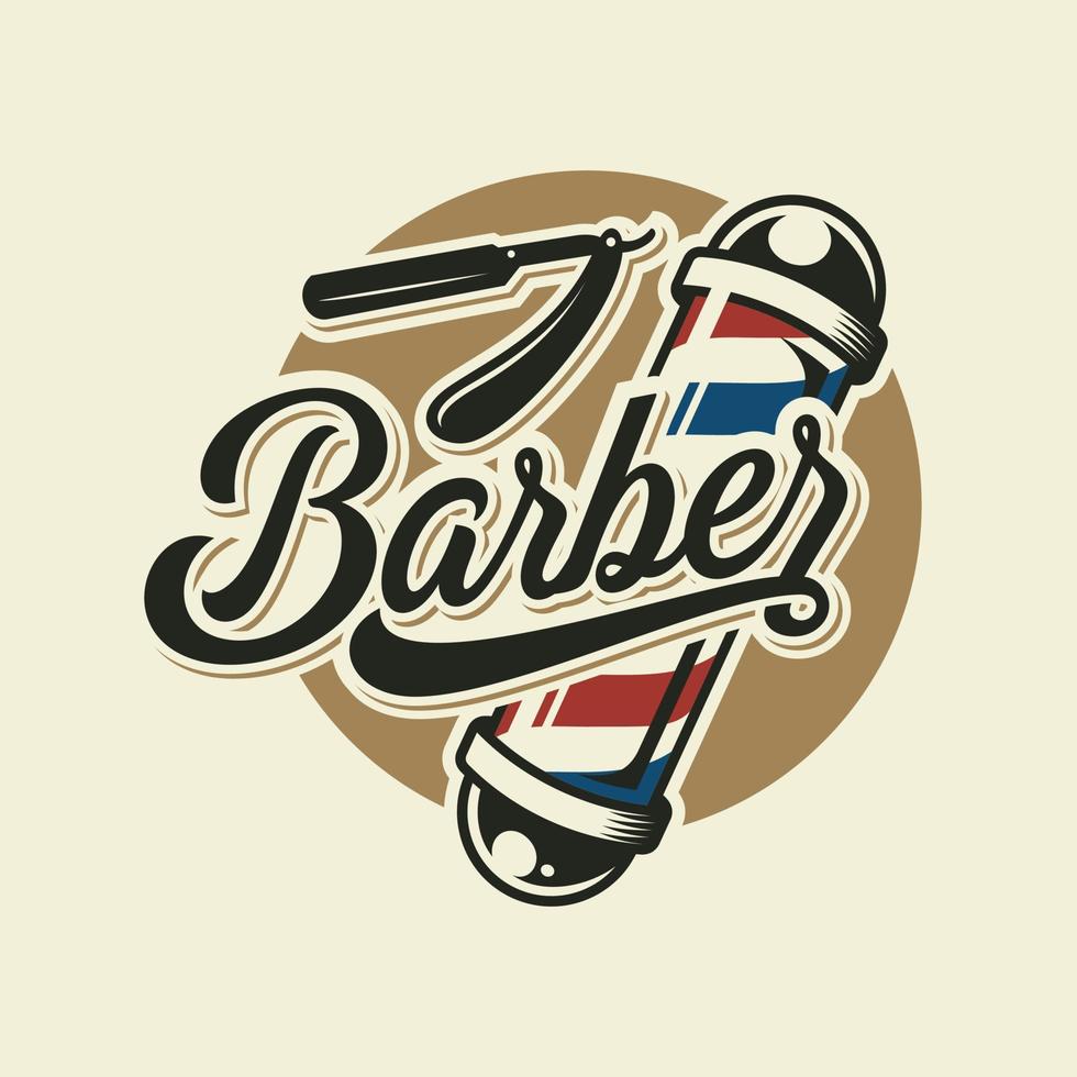 vintage kapperszaak logo vector ontwerpsjabloon