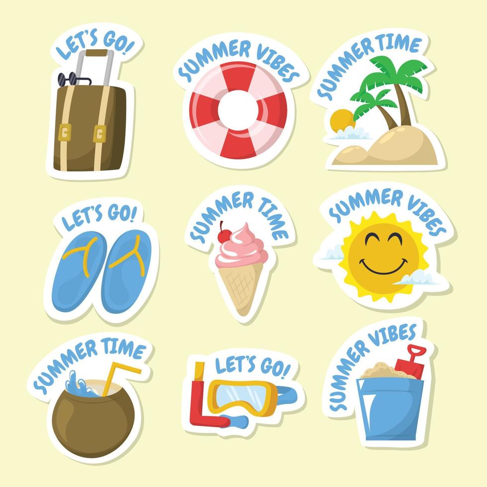 dagboeksjabloon zomervakantie stickerset vector